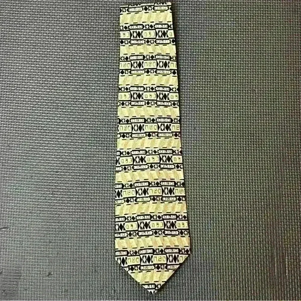 Guess Silk Tie Tan Blue 59” American Classics Made‎ In USA